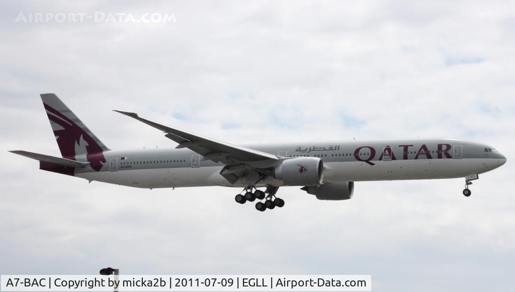 A7-BAC, 2008 Boeing 777-3DZ/ER C/N 36010/731, Landing