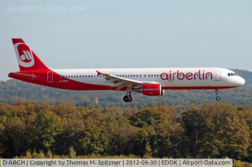 D-ABCH, 2011 Airbus A321-211 C/N 4728, Air Berlin D-ABCH short finals Rwy14L at CGN, A/c built in 2011; test reg: D-AVZF, del. 2011-05-31