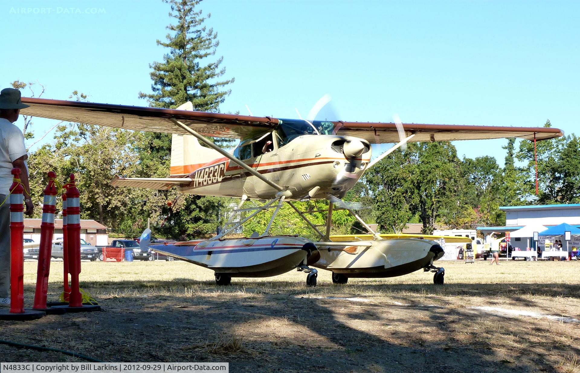 N4833C, 1974 Cessna A185F Skywagon 185 C/N 18502601, About to enter Clear Lake at Lakeport during the annual Splash In.