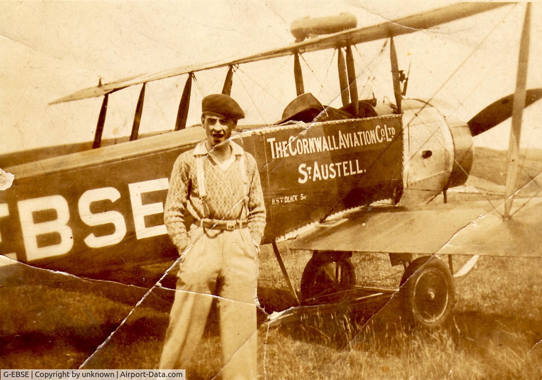 G-EBSE, Avro 504K C/N H2234, My Grandfather, John McMennamin posing with this plane. Don't have any more info on the photo. He was a native of Glasgow Scotland.