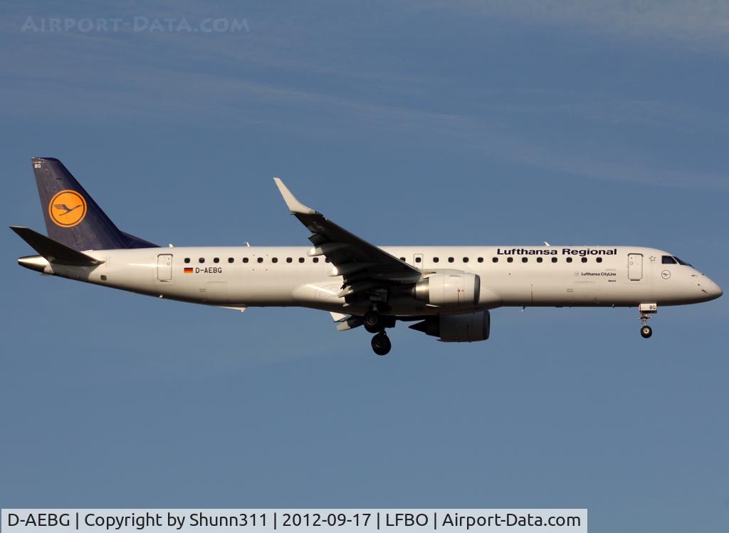 D-AEBG, 2011 Embraer 195LR (ERJ-190-200LR) C/N 19000423, Landing rwy 14R