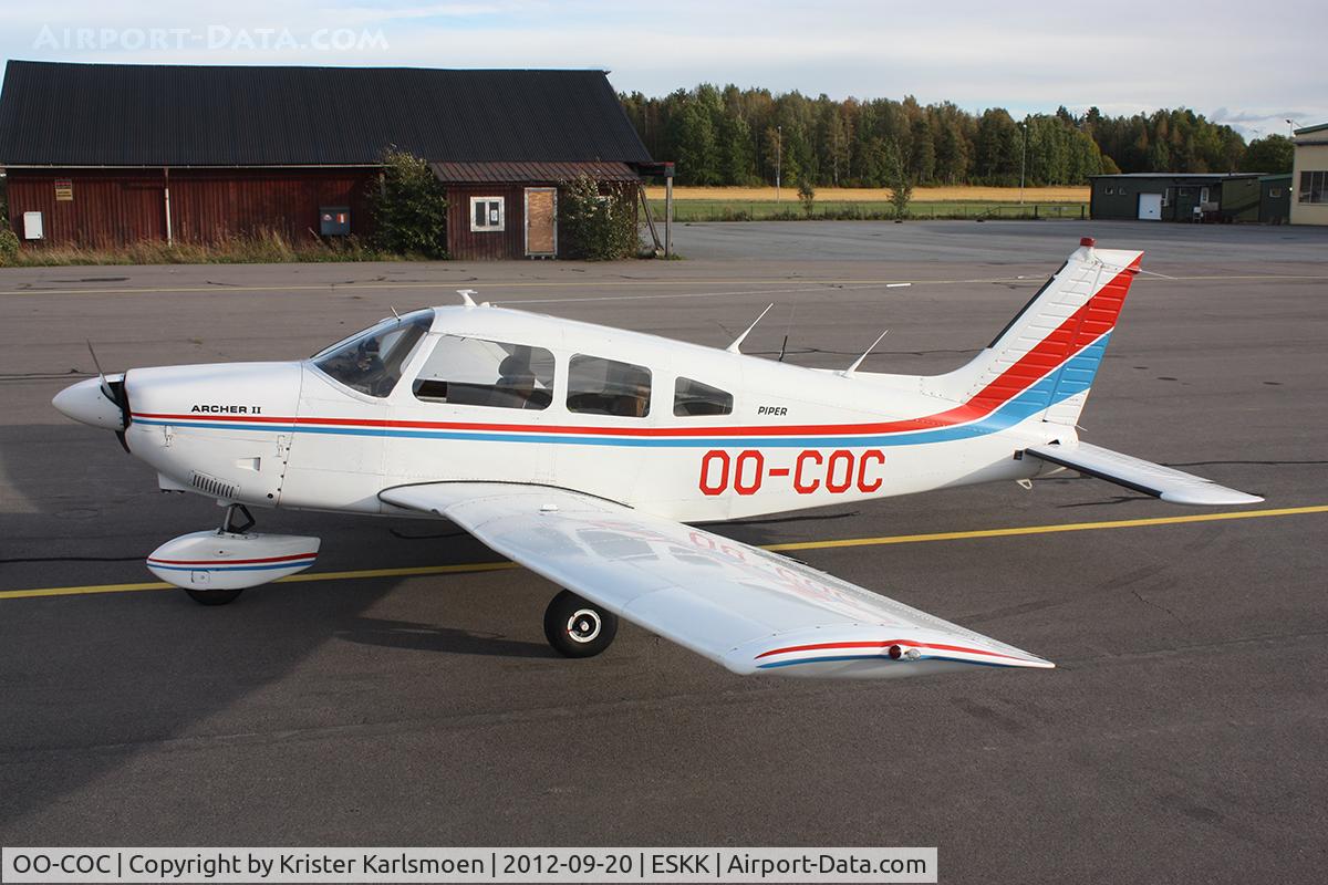 OO-COC, 1978 Piper PA-28-181 Archer II C/N 28-7890496, Standing at ESKK after a ferry flight by Me and Classe. We routed EBKT-EDHK-ESMS-ESKK. To become SE-registered to Hällefors Aeroclub and based at ESVH.