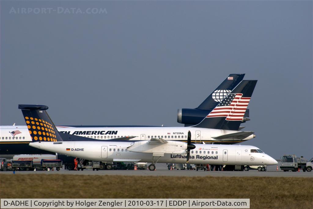 D-ADHE, 2002 De Havilland Canada DHC-8-402Q Dash 8 C/N 4066, View over the western fence