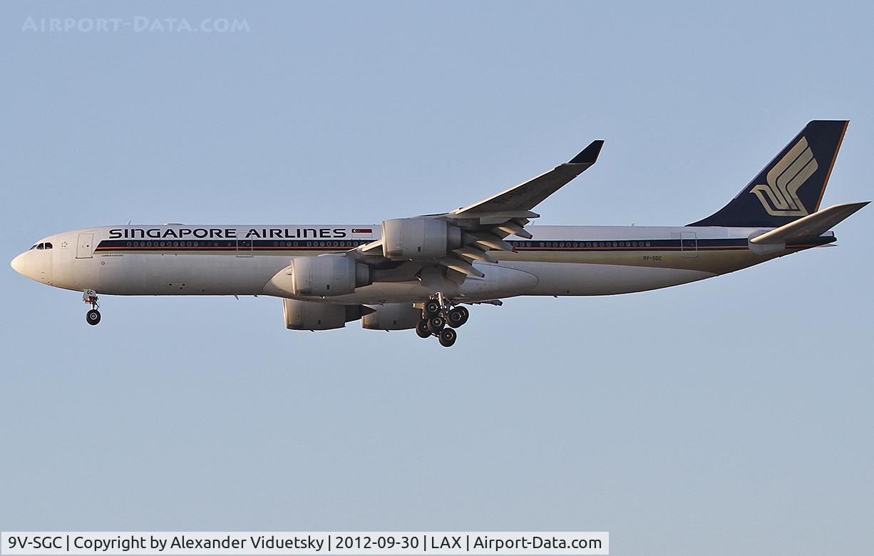 9V-SGC, 2003 Airbus A340-541 C/N 478, Landing at the LAX.