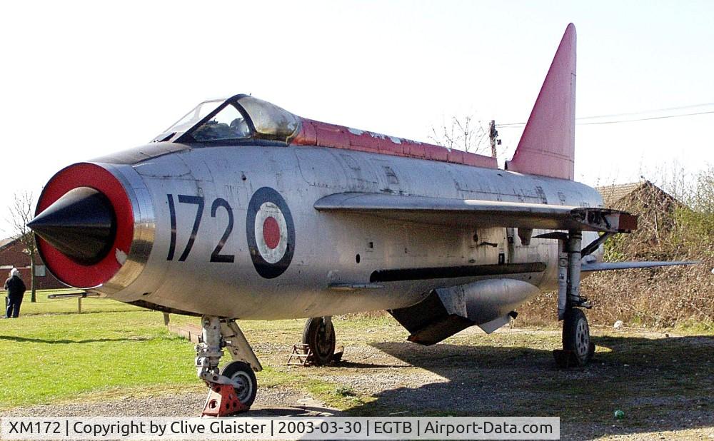 XM172, 1960 English Electric Lightning F.1A C/N 95059, Spent a brief period in Jeremy Clarkson's garden for his TV show 'Speed', but didn't stay there no matter what you might have been led to believe! See; http://tinyurl.com/yk2nrgt