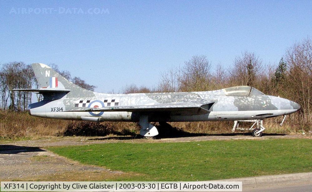 XF314, 1955 Hawker Hunter F.4 C/N HABL003075, E-412 was restored previously to depict an RAF Hunter Mk.4 'XF314' 'N' of 43 Squadron - The Fighting Cocks - active during the brief 1955-57 era - See; http://tinyurl.com/95cdrcn