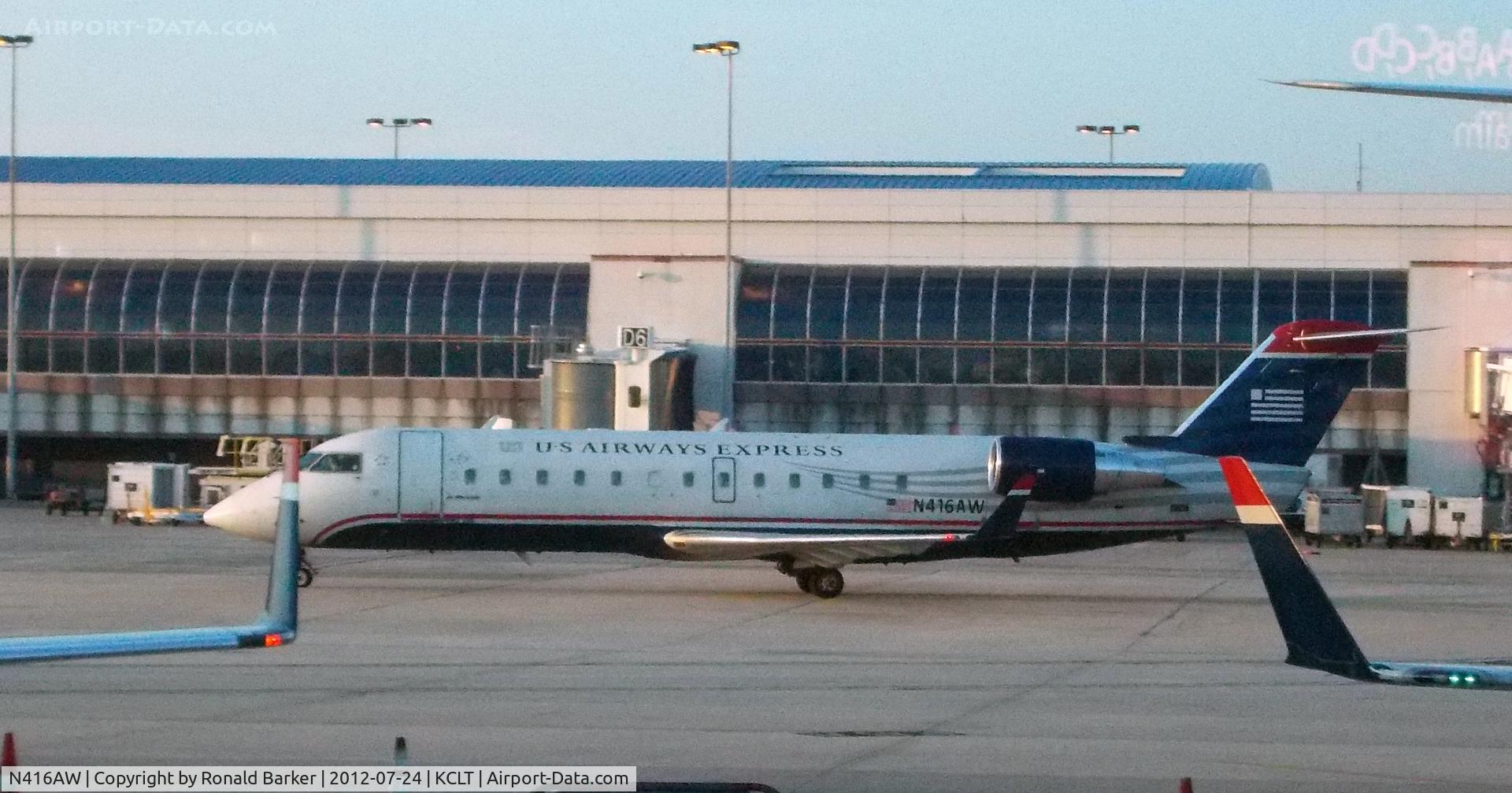 N416AW, 2002 Bombardier CRJ-200LR (CL-600-2B19) C/N 7603, Taxi CLT