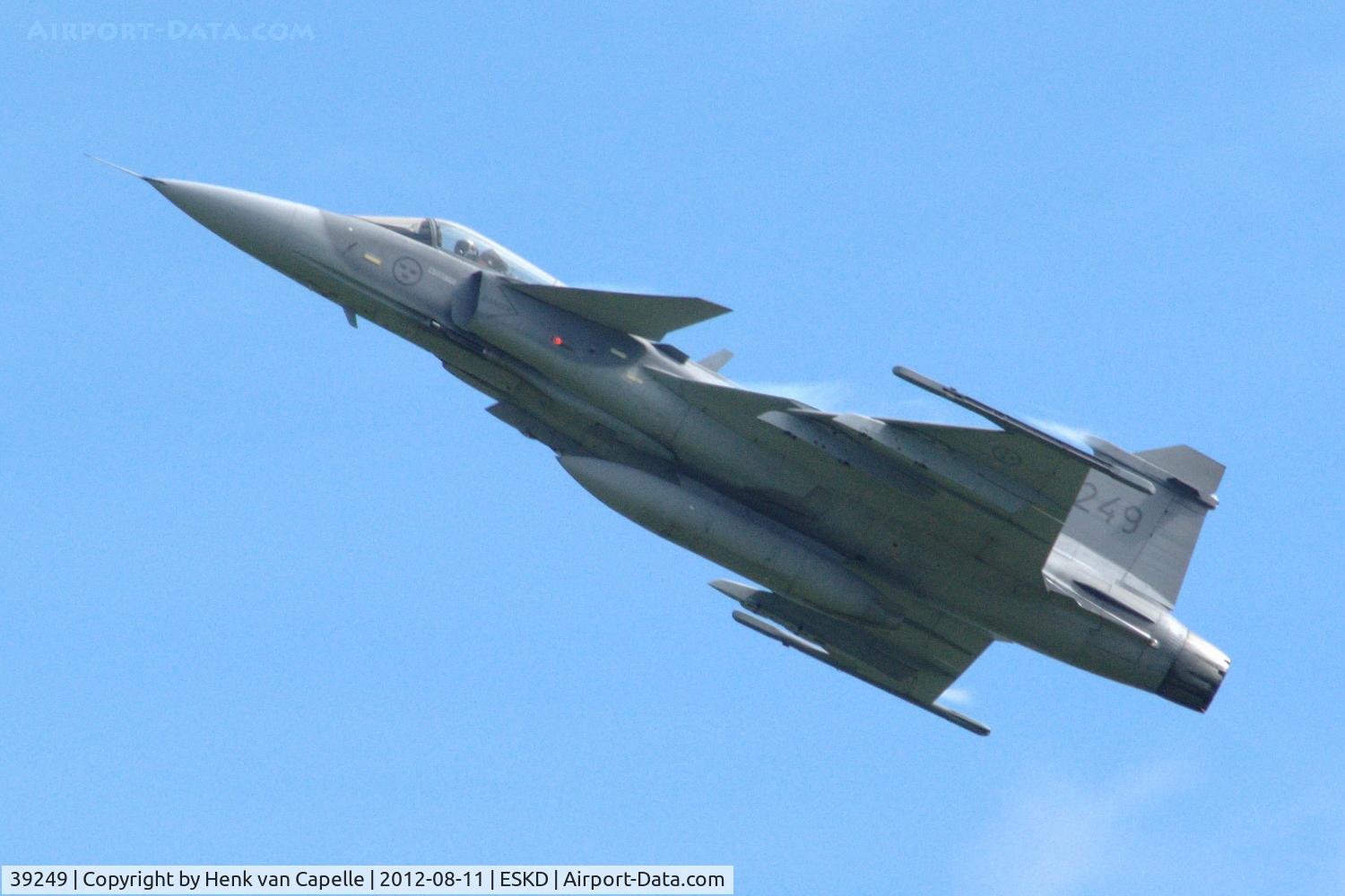 39249, Saab JAS-39C Gripen C/N 39249, Saab Gripen high-speed pull-up at Dala-Järna airfield, Sweden.
