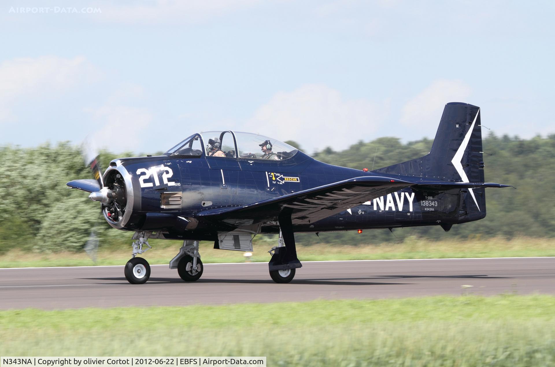 N343NA, 1955 North American T-28B Trojan C/N 200-414, landing at Florennes AB