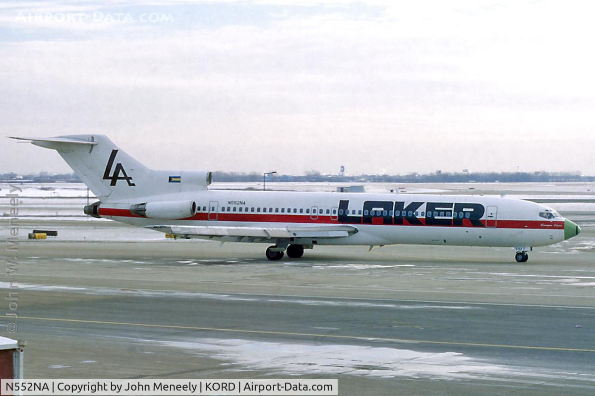 N552NA, Boeing 727-200 C/N 20706, Laker at ORD - Jan. 1995