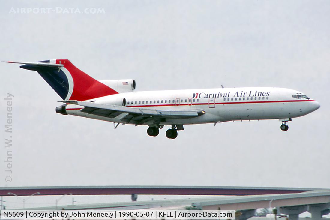 N5609, 1965 Boeing 727-51 C/N 18806, Carnival Air Lines landing at FLL