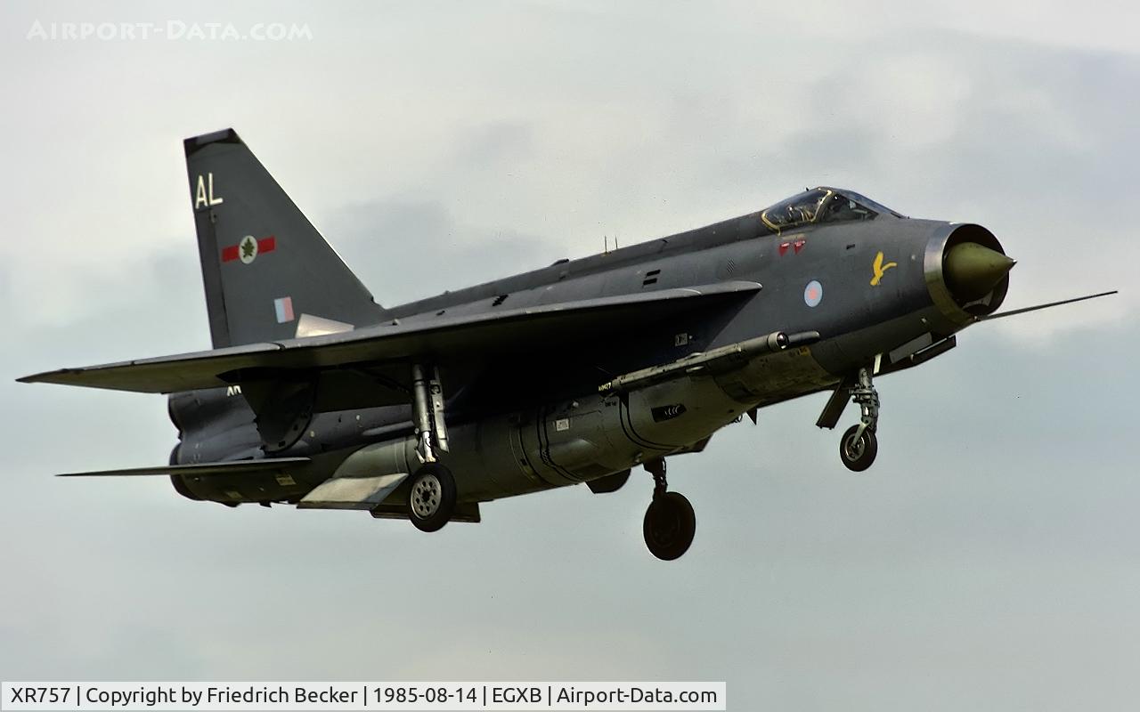 XR757, 1965 English Electric Lightning F.6 C/N 95222, on final at RAF Binbrook