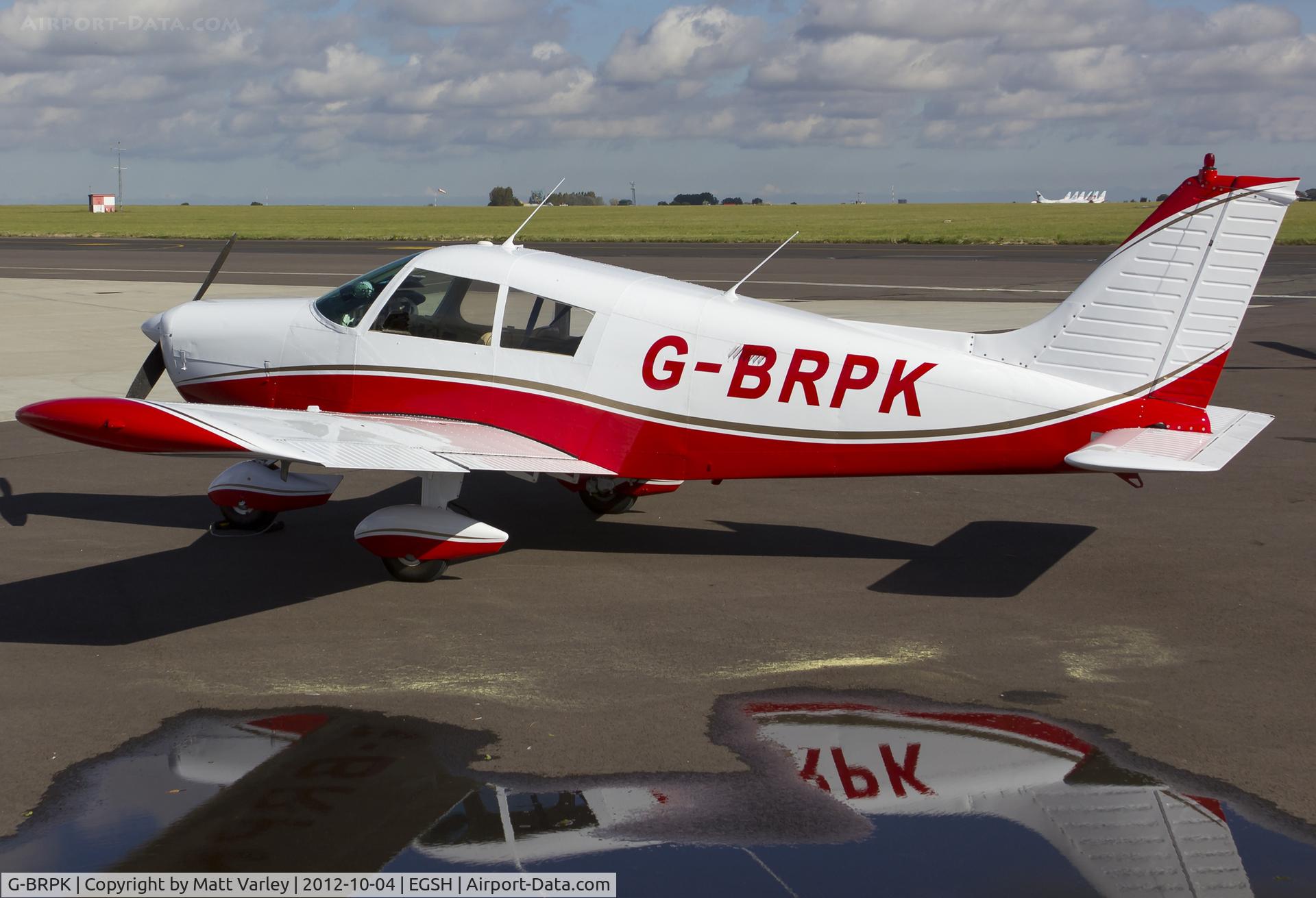 G-BRPK, 1972 Piper PA-28-140 Cherokee C/N 28-7325070, Sat on stand at SaxonAir.