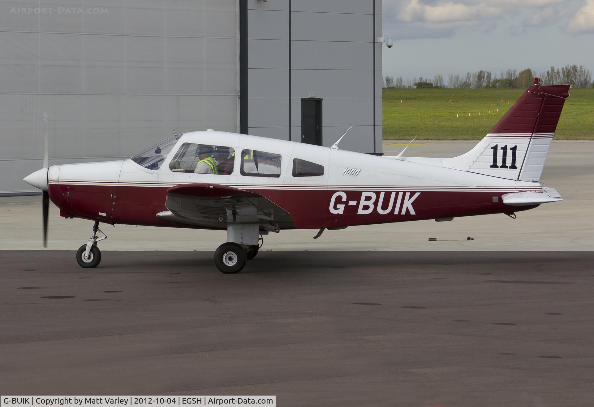 G-BUIK, 1979 Piper PA-28-161 Cherokee Warrior II C/N 28-7916469, Sat on stand at SaxonAir.