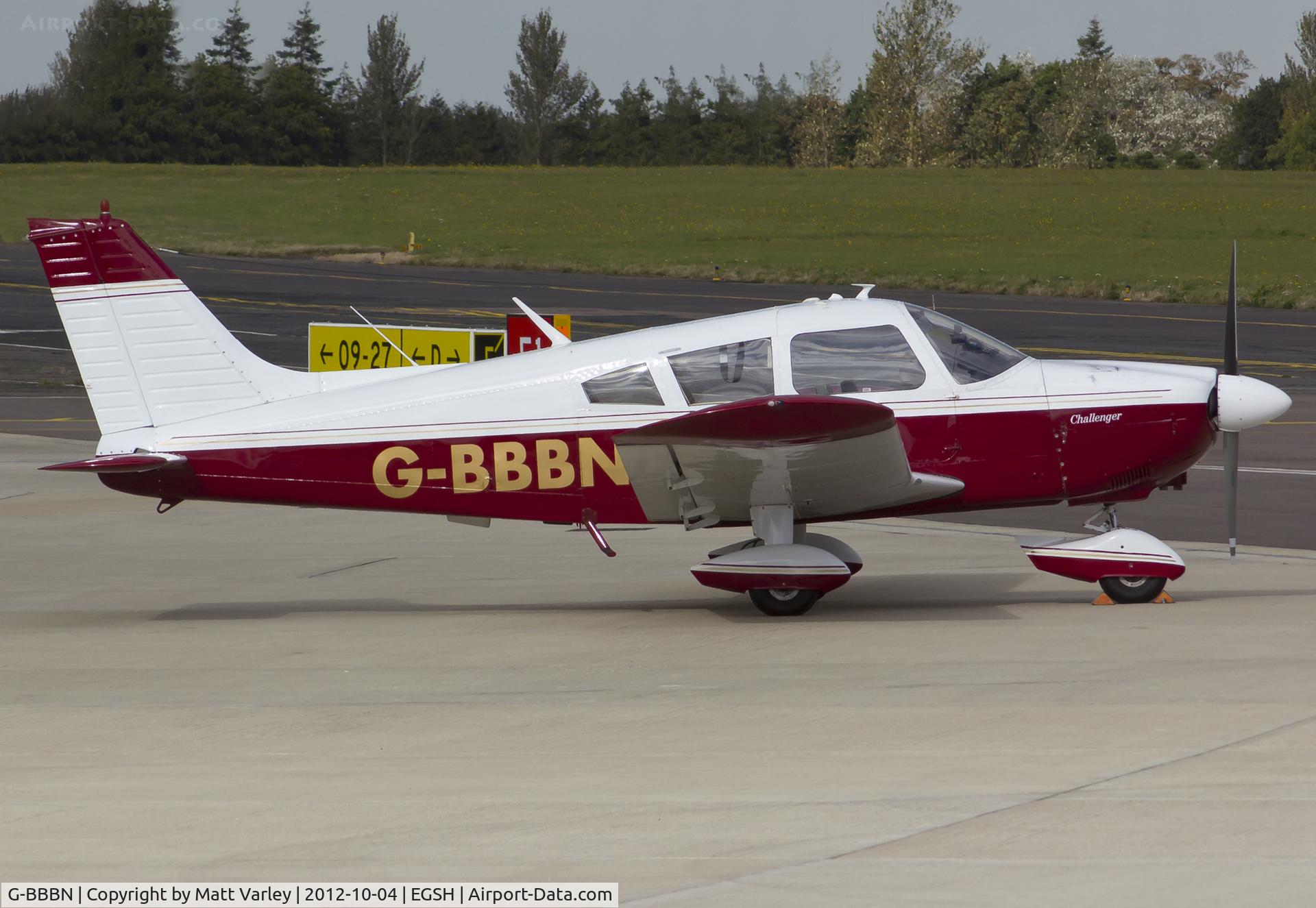 G-BBBN, 1973 Piper PA-28-180 Cherokee Challenger C/N 28-7305365, Sat on stand at SaxonAir.