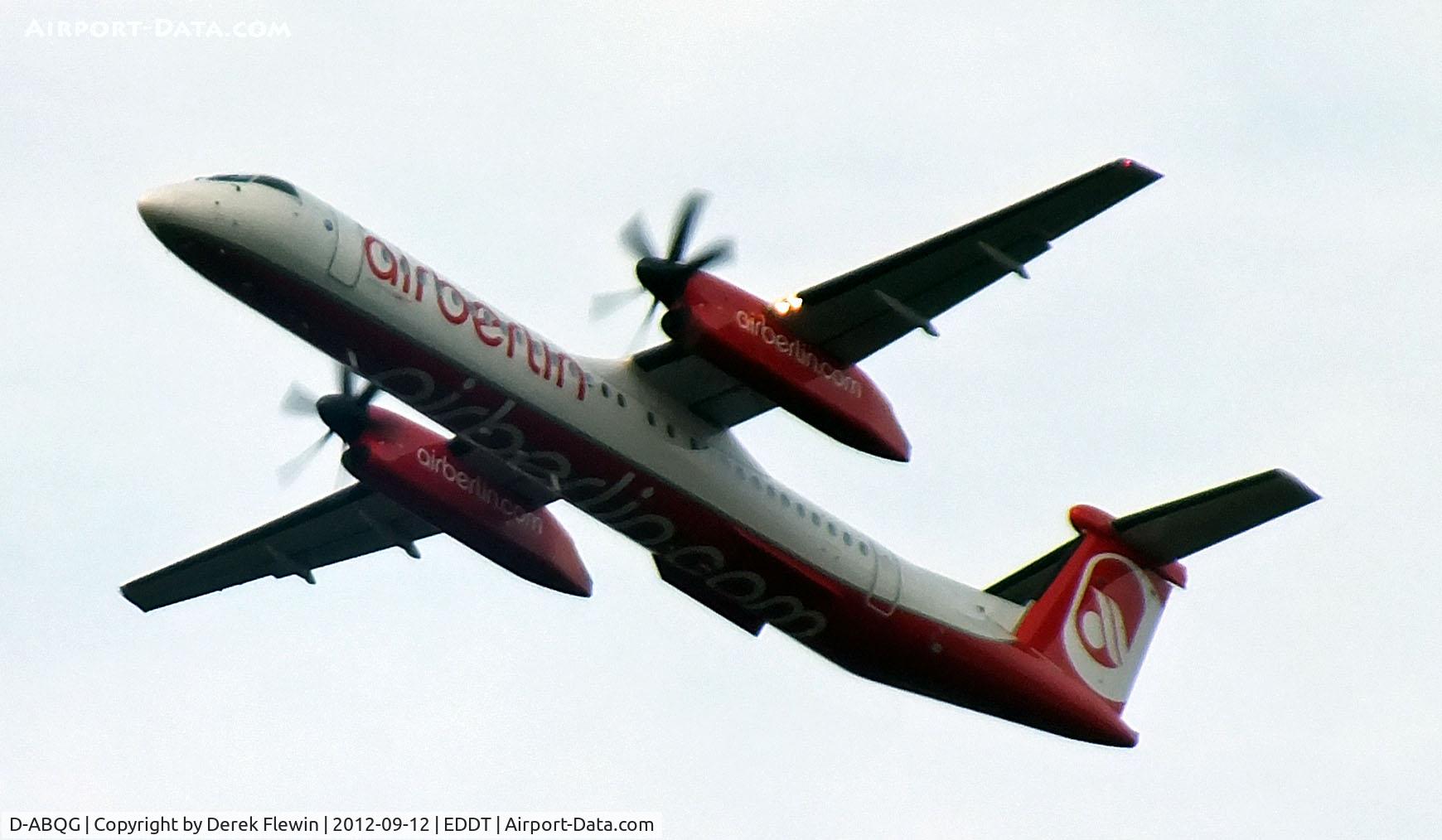 D-ABQG, 2009 De Havilland Canada DHC-8-402Q Dash 8 C/N 4250, Seen from our Campsite whilst staying in Berlin.