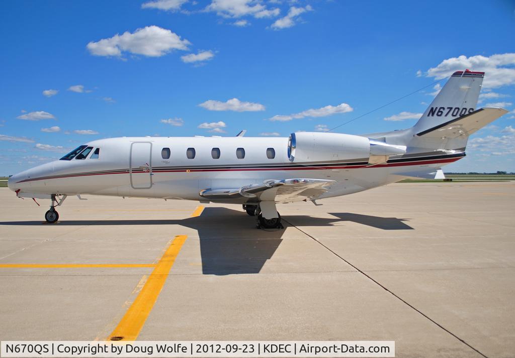 N670QS, 2001 Cessna 560XL Citation Excel C/N 560-5170, Parked at Decatur, Illinois.