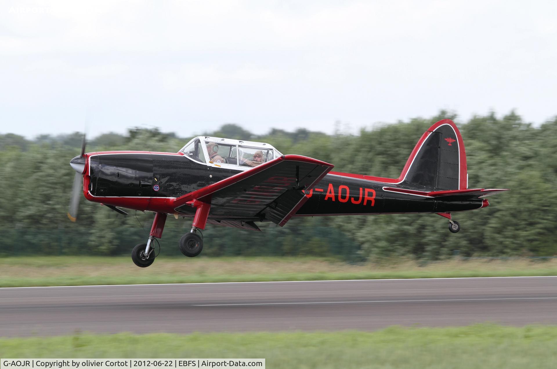 G-AOJR, 1950 De Havilland DHC-1 Chipmunk T.10 C/N C1/0205, landing at Florennes