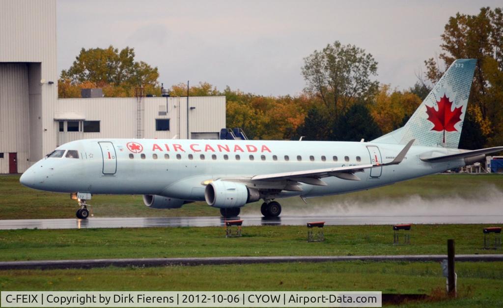C-FEIX, 2005 Embraer 175SU (ERJ-170-200SU) C/N 17000085, Starting it's takeoff roll at Ottawa's rwy 25 on a wet morning.