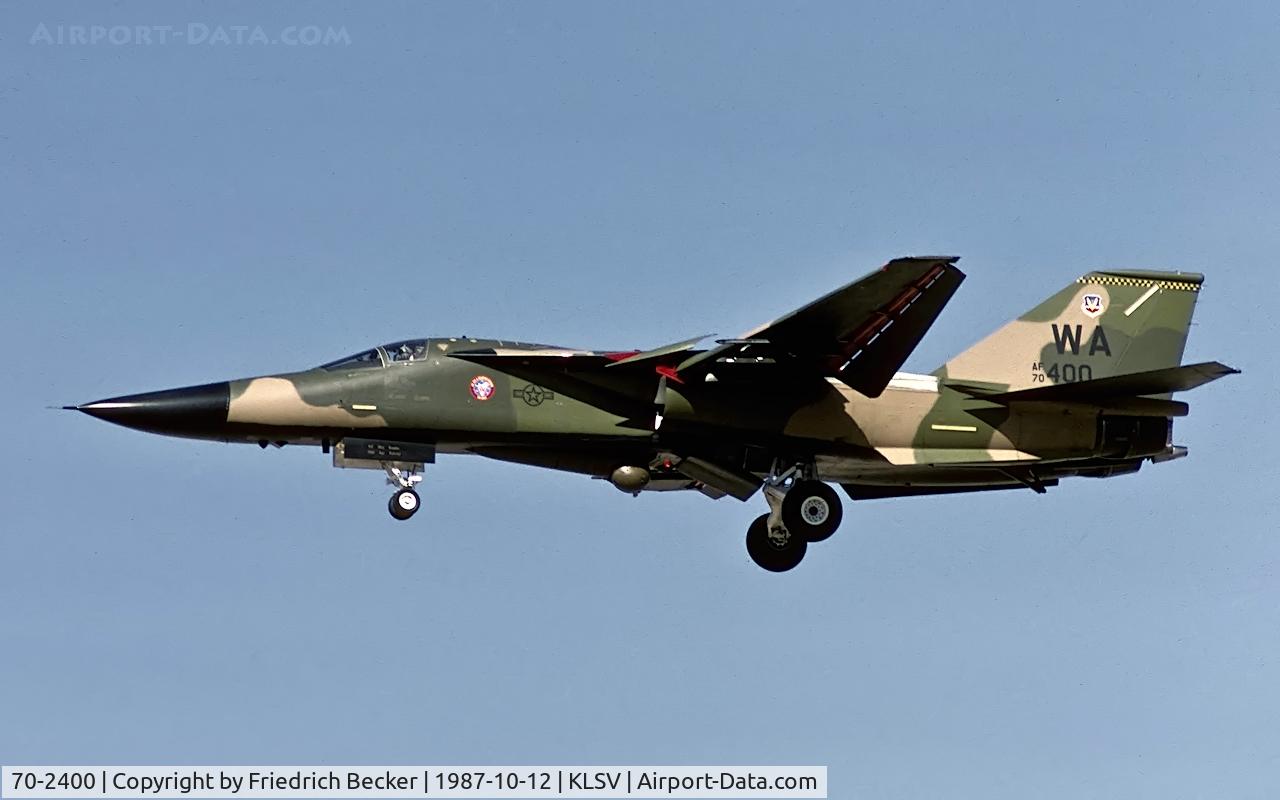 70-2400, 1970 General Dynamics F-111F C/N E2-39, on final at Nellis AFB