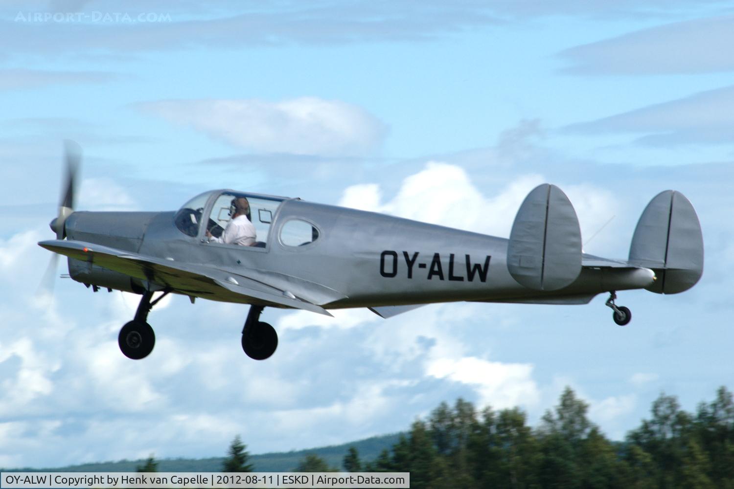 OY-ALW, 1946 Miles M.28 Mercury 6 C/N 6268, Danish Miles Mercury taking off from Dala-Järna airfield, Sweden. This is the 6th and final of the type built and the only airworthy one left, part of the Danish Collection of Vintage Aircraft.