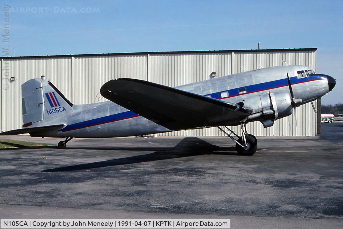 N105CA, 1944 Douglas DC3C-S4C4G (C-47B) C/N 14275, Parked at Pontiac