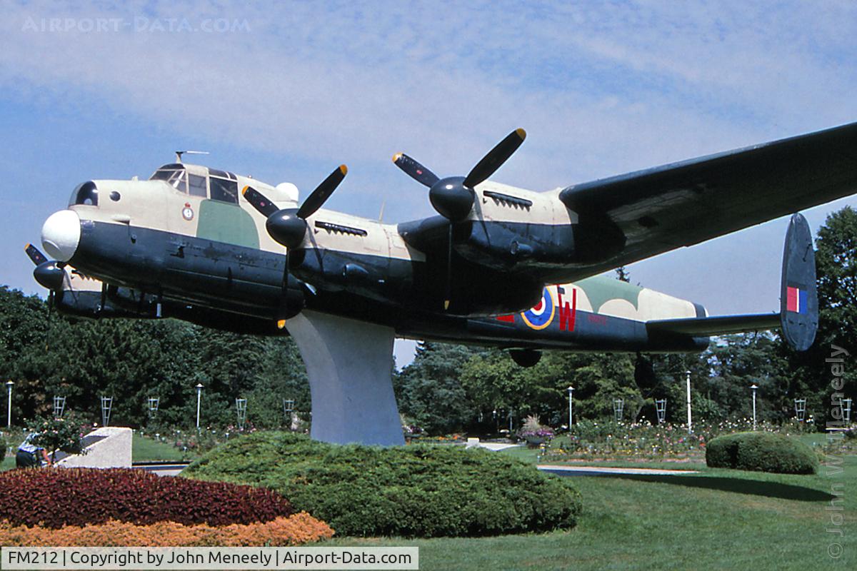 FM212, 1944 Avro 683 Lancaster B10 C/N Not found FM212, Displayed in Jackson Park, Windsor, Ont. This Lancaster has been removed to nearby Windsor Airport (YQG), where it is undergoing a major restoration.