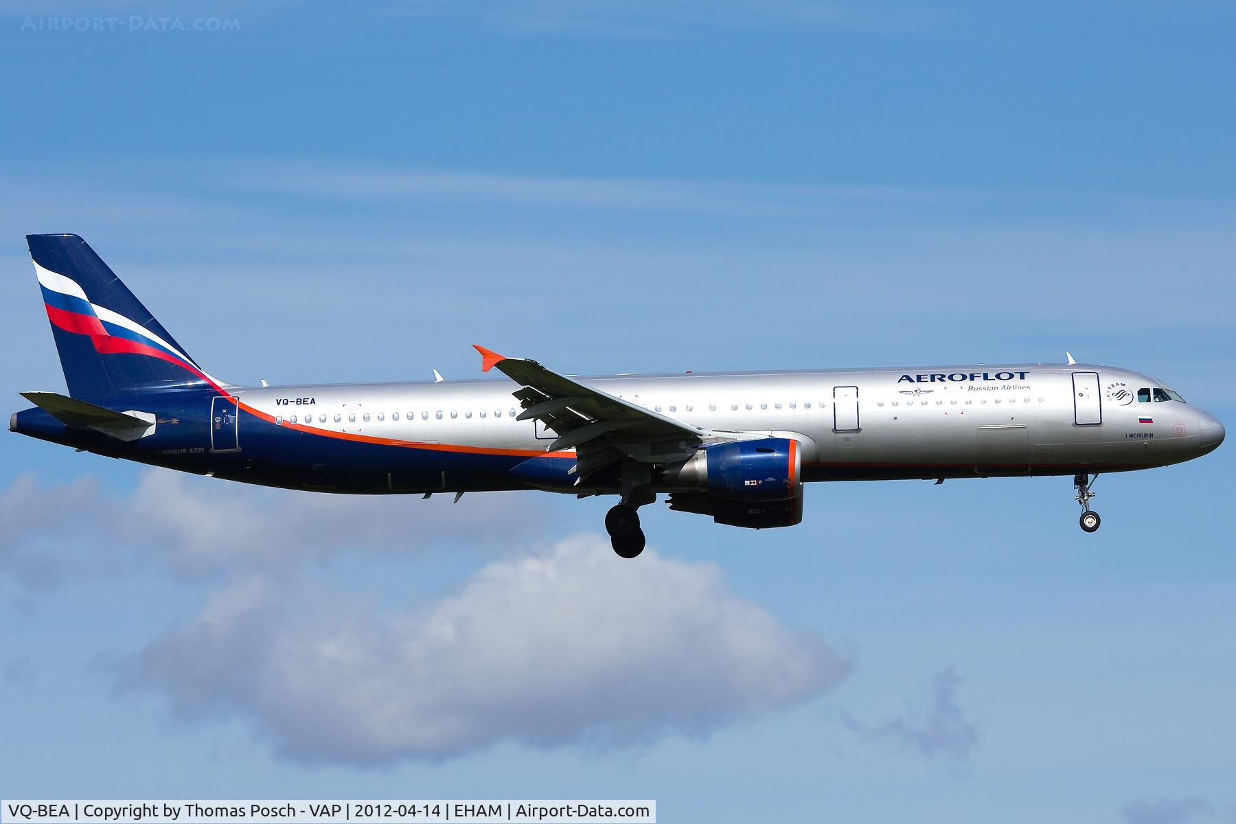 VQ-BEA, 2009 Airbus A321-211 C/N 4058, Aeroflot - Russian International Airlines