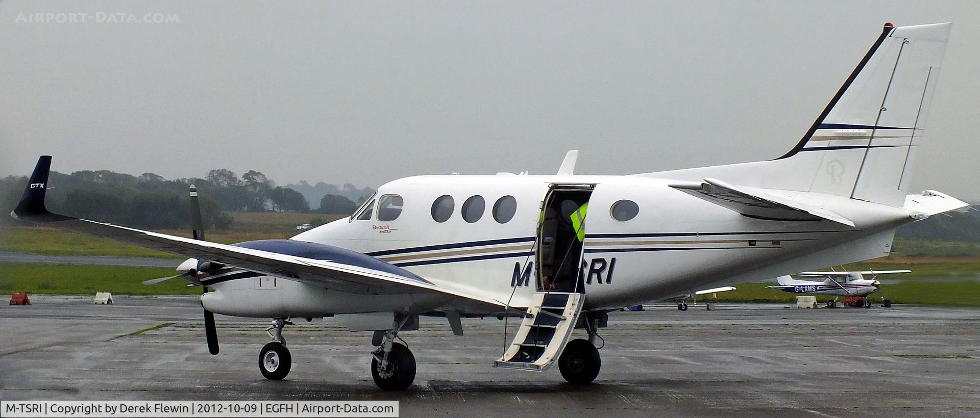 M-TSRI, Hawker Beechcraft C90GTI King Air C/N LJ-2033, Callsign 909A, seen at EGFH, dropped off a passenger, taxi waiting.