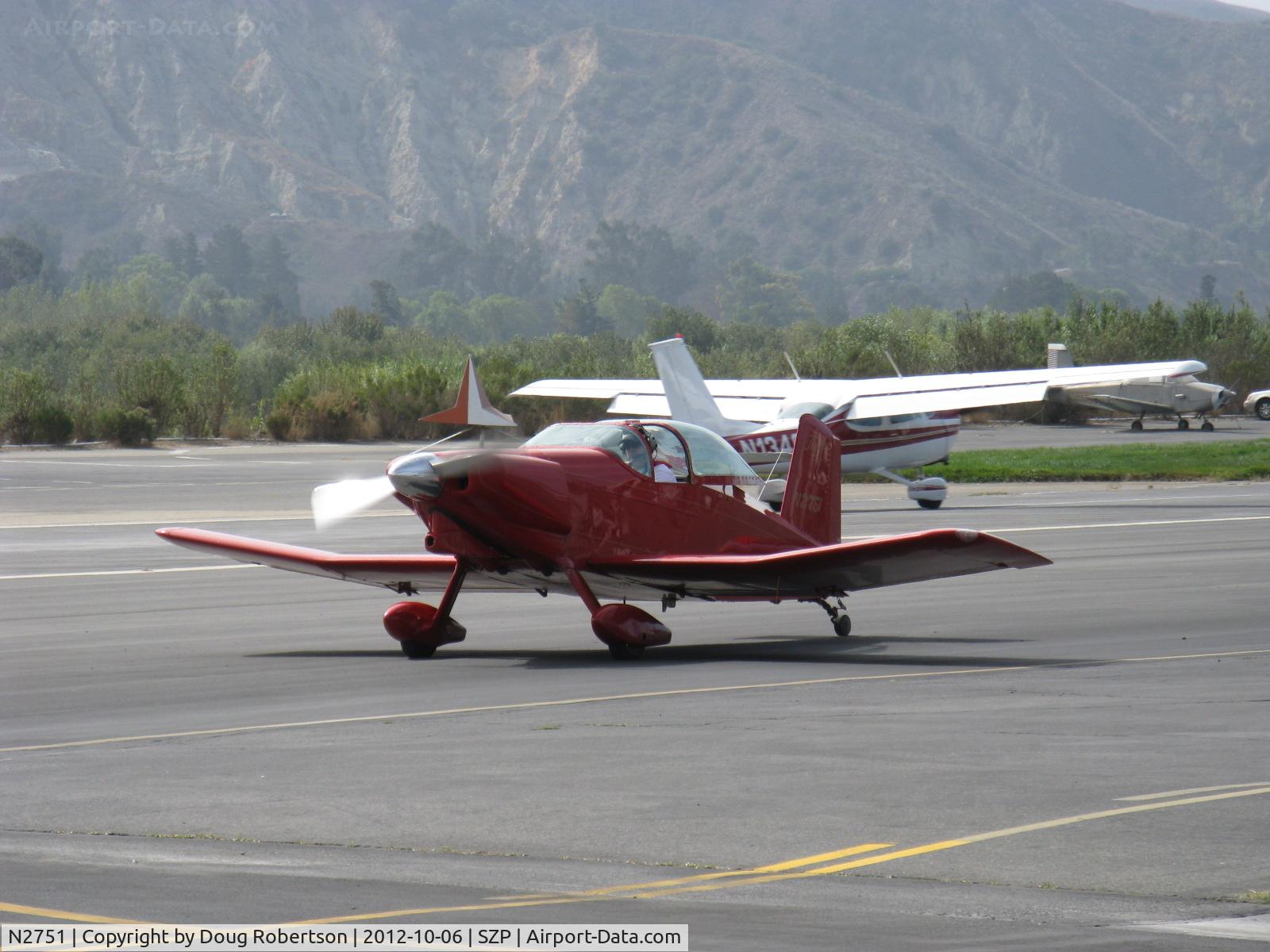 N2751, 1976 Thorp T-18 Tiger C/N 300, 1976 Stork THORP T-18 TIGER, Lycoming O&VO-360 180 Hp, cranked dihedral wings, taxi