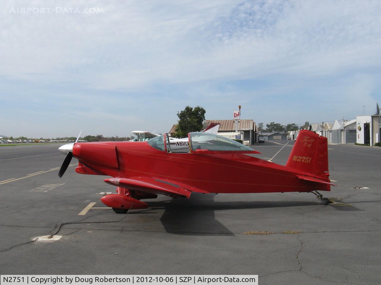 N2751, 1976 Thorp T-18 Tiger C/N 300, 1976 Stork THORP T-18 TIGER, Lycoming O&VO-360 180 Hp, John Thorp also designed Type Certificated aircraft such as the T-211 Sky Scooter. The T-18 is arguably his most popular plans-built Experimental design.