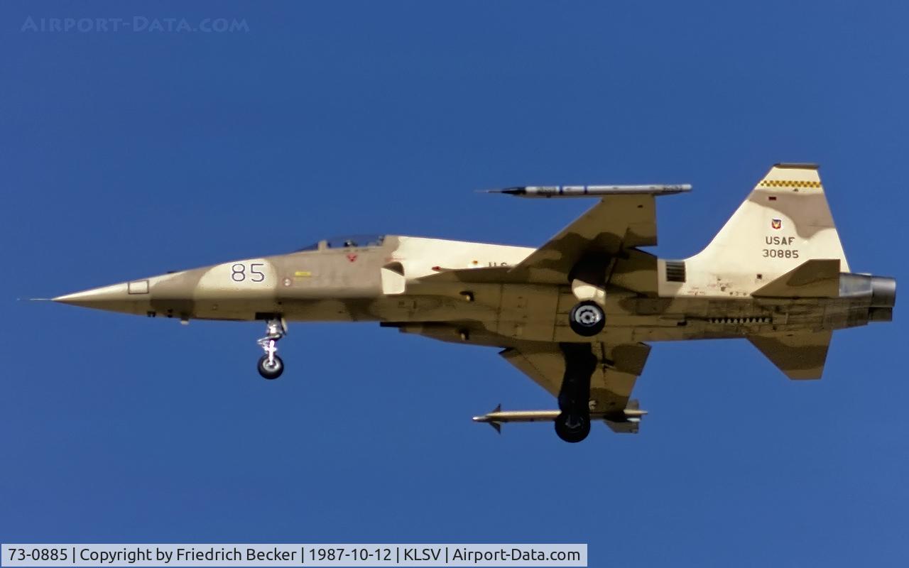73-0885, 1973 Northrop F-5E C/N R.1066, on final at Nellis AFB