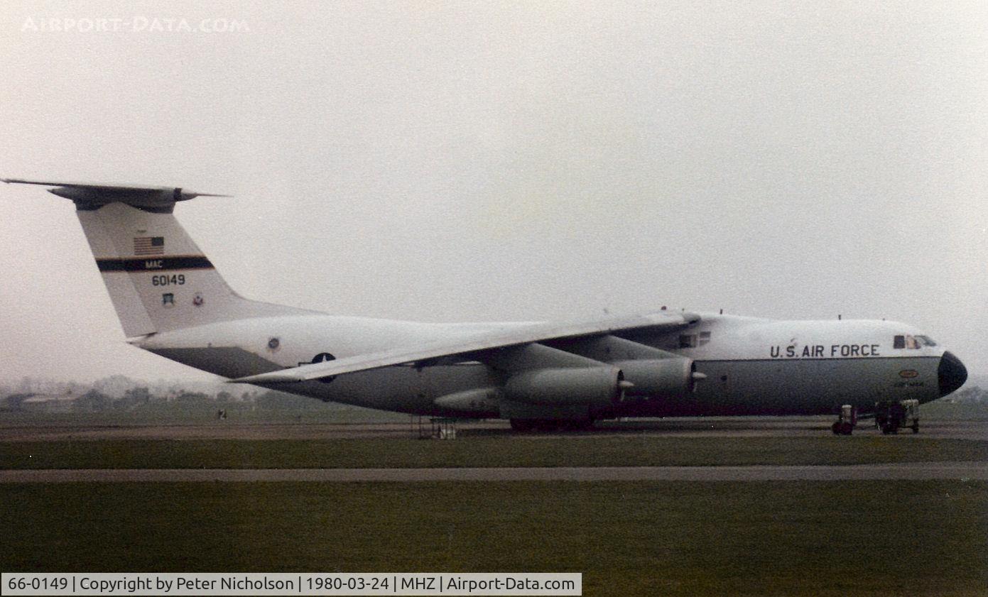 66-0149, 1966 Lockheed C-141A Starlifter C/N 300-6175, C-141A Starlifter of the 438th Military Airlift Wing at McGuire AFB as seen at RAF Mildenhall in March 1980.