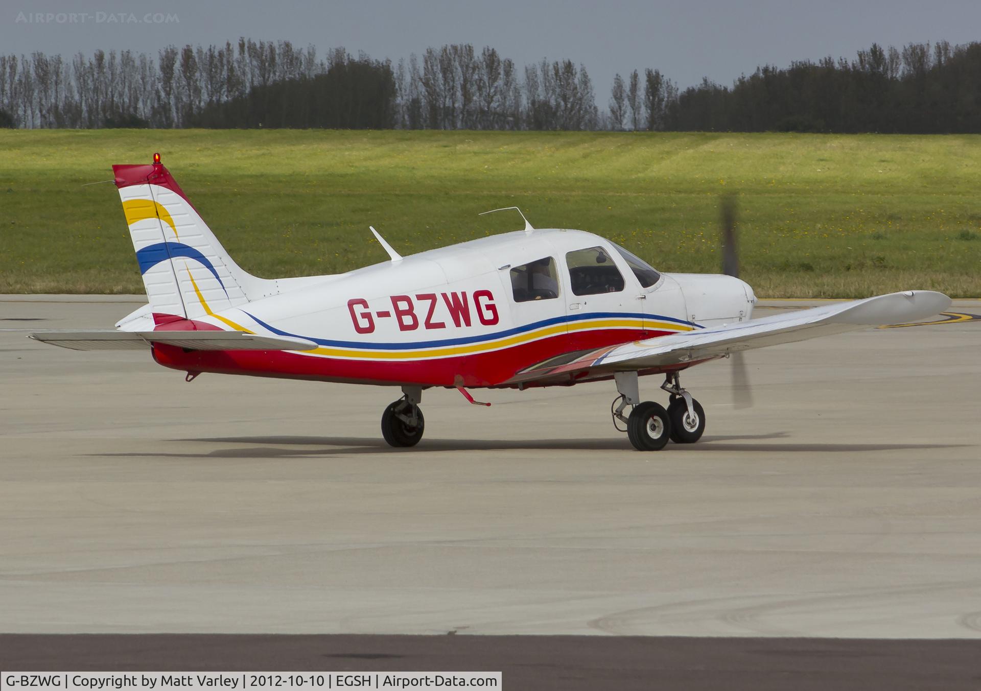 G-BZWG, 1976 Piper PA-28-140 Cherokee Cruiser C/N 28-7625188, Departing SaxonAir.