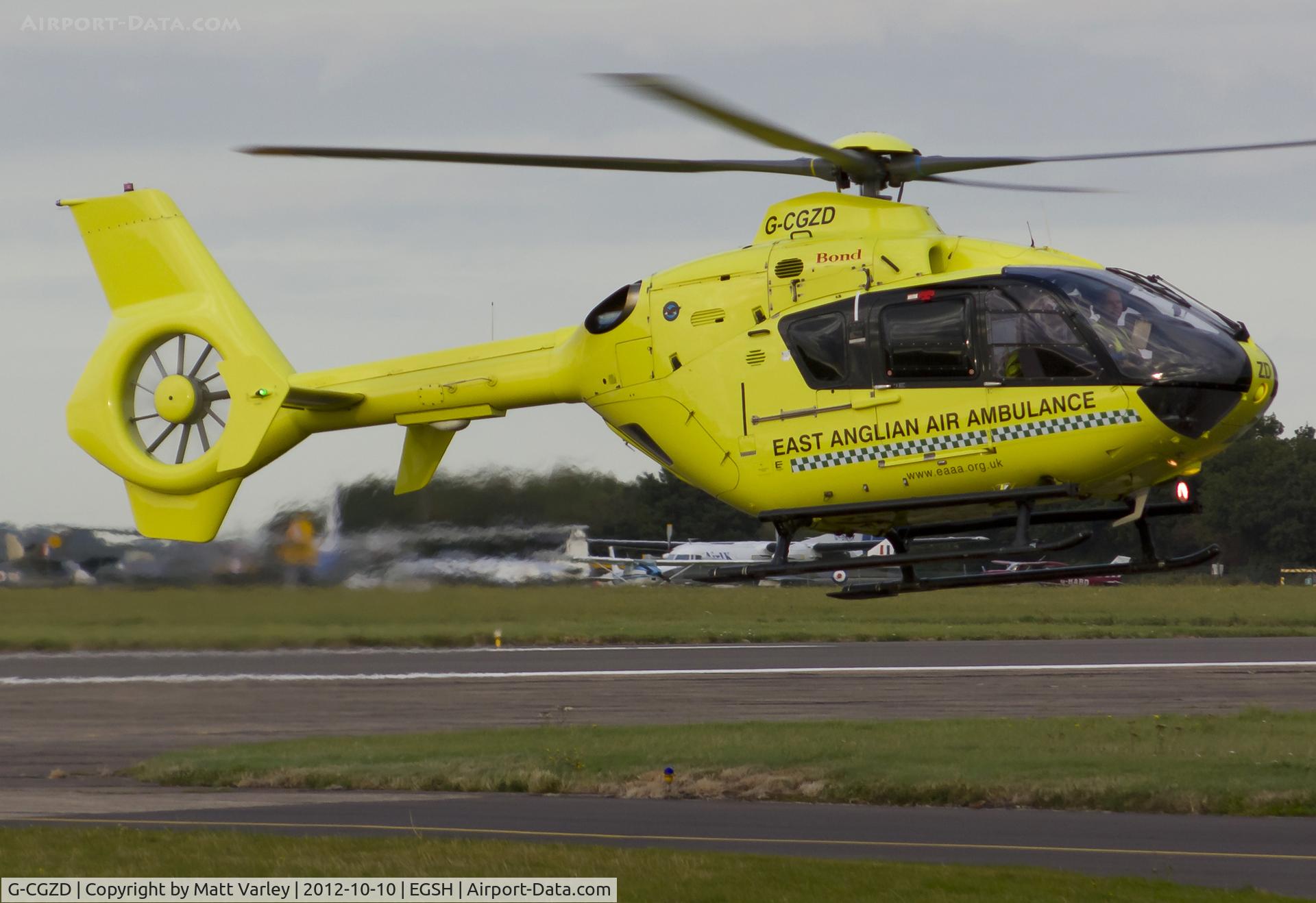 G-CGZD, 2006 Eurocopter EC-135P-2 C/N 0460, Arriving at EAAA.