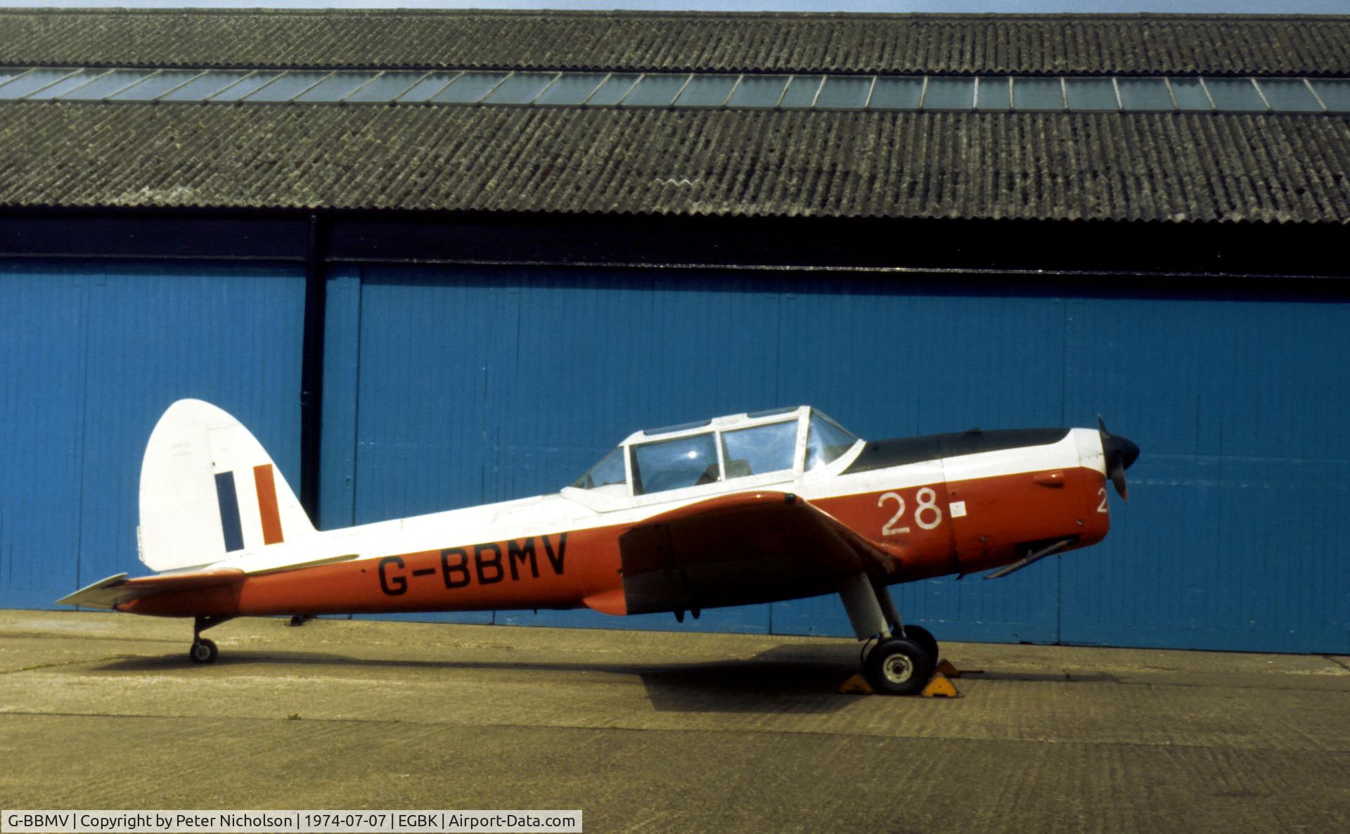 G-BBMV, 1951 De Havilland DHC-1 Chipmunk T.10 C/N C1/0432, This Chipmunk T.10 attended the 1974 Popular Flying Association Fly-in at Sywell.
