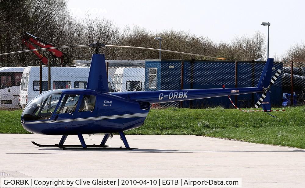 G-ORBK, 2003 Robinson R44 Raven II C/N 10213, Owned to, GTC (UK) Ltd in February 2004 and currently with, T2 Technology Ltd since April 2011.
