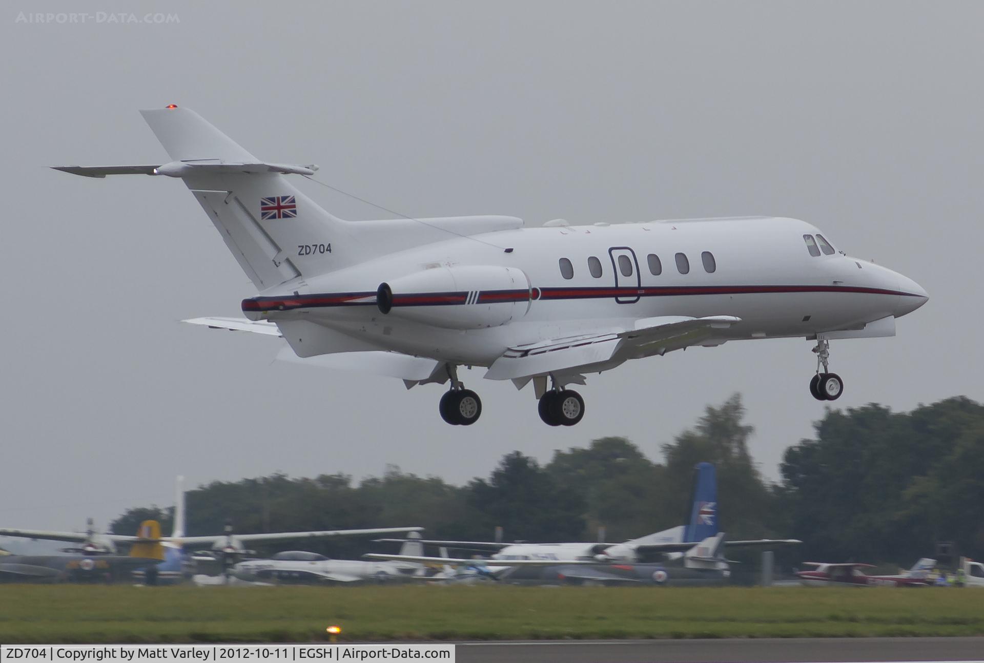 ZD704, 1983 British Aerospace BAe-125 CC.3 C/N 257194, About to perform a touch & go at EGSH.