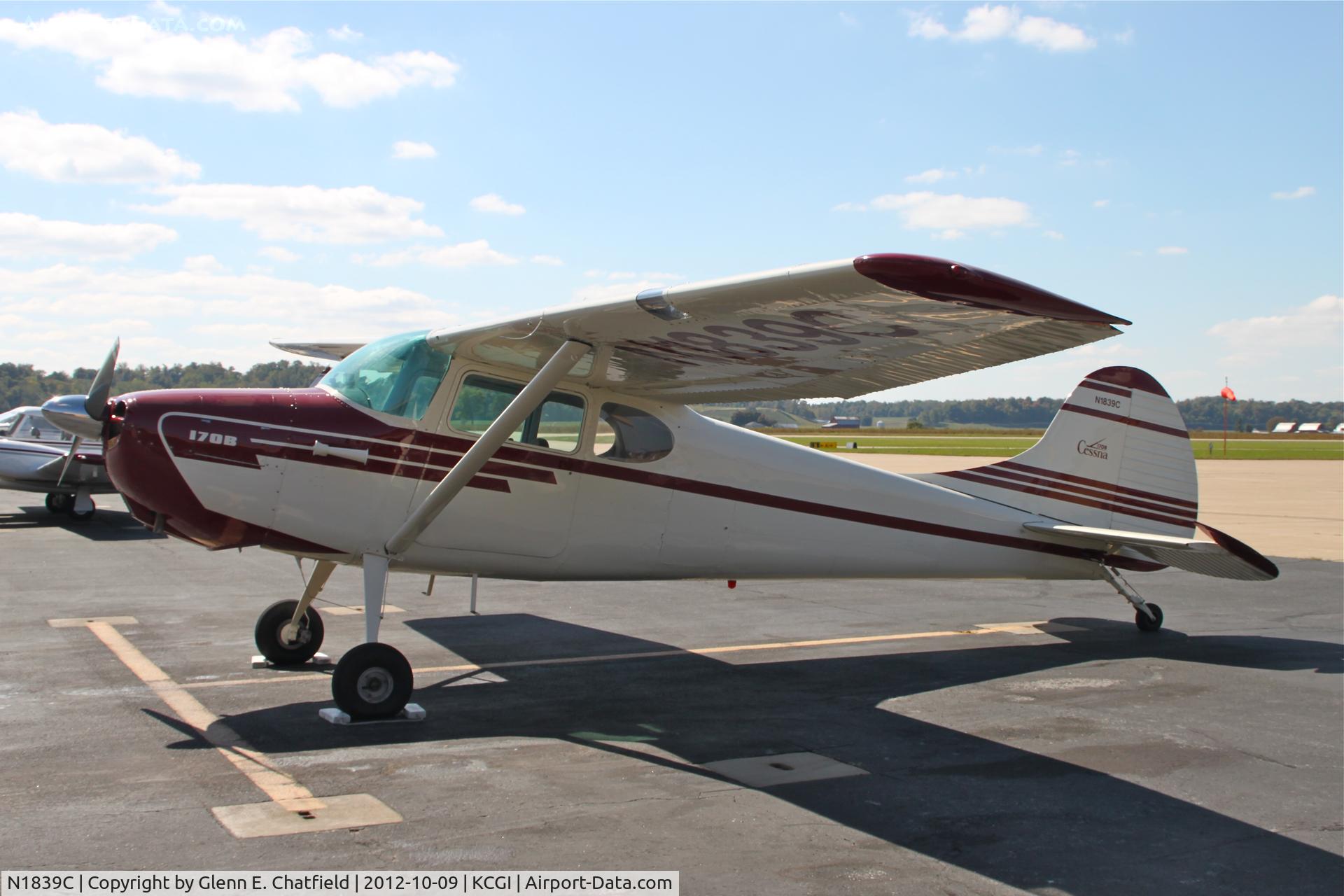 N1839C, 1953 Cessna 170B C/N 25983, Had to crawl behind bushes and shoot through the fence for this one!