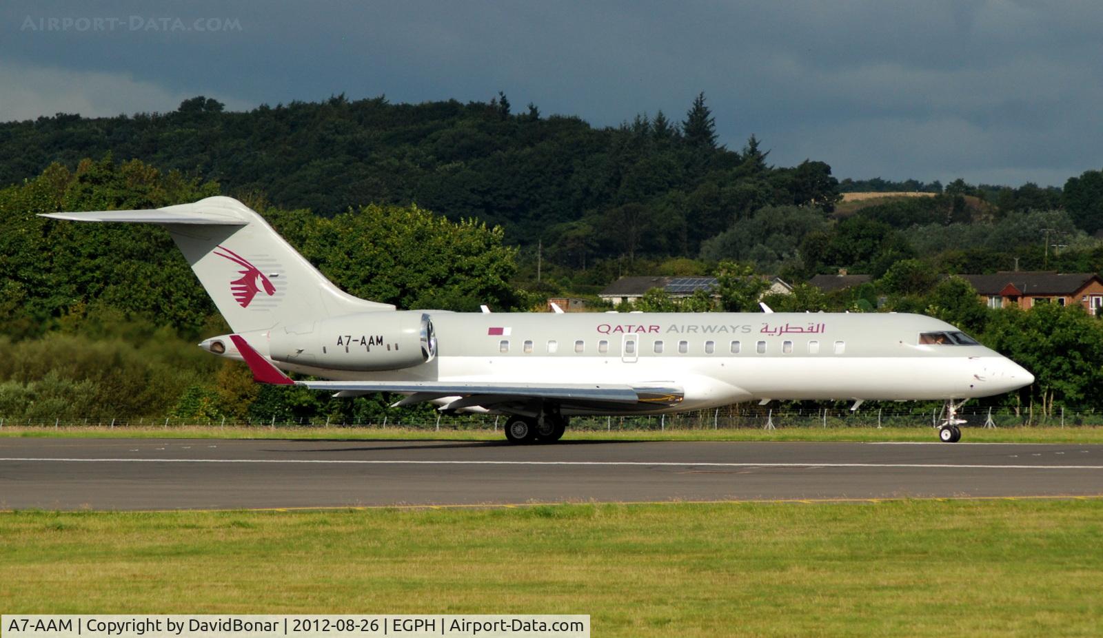 A7-AAM, 2003 Bombardier BD-700-1A10 Global Express C/N 9126, A rare Visitor departing 06 for Doha.