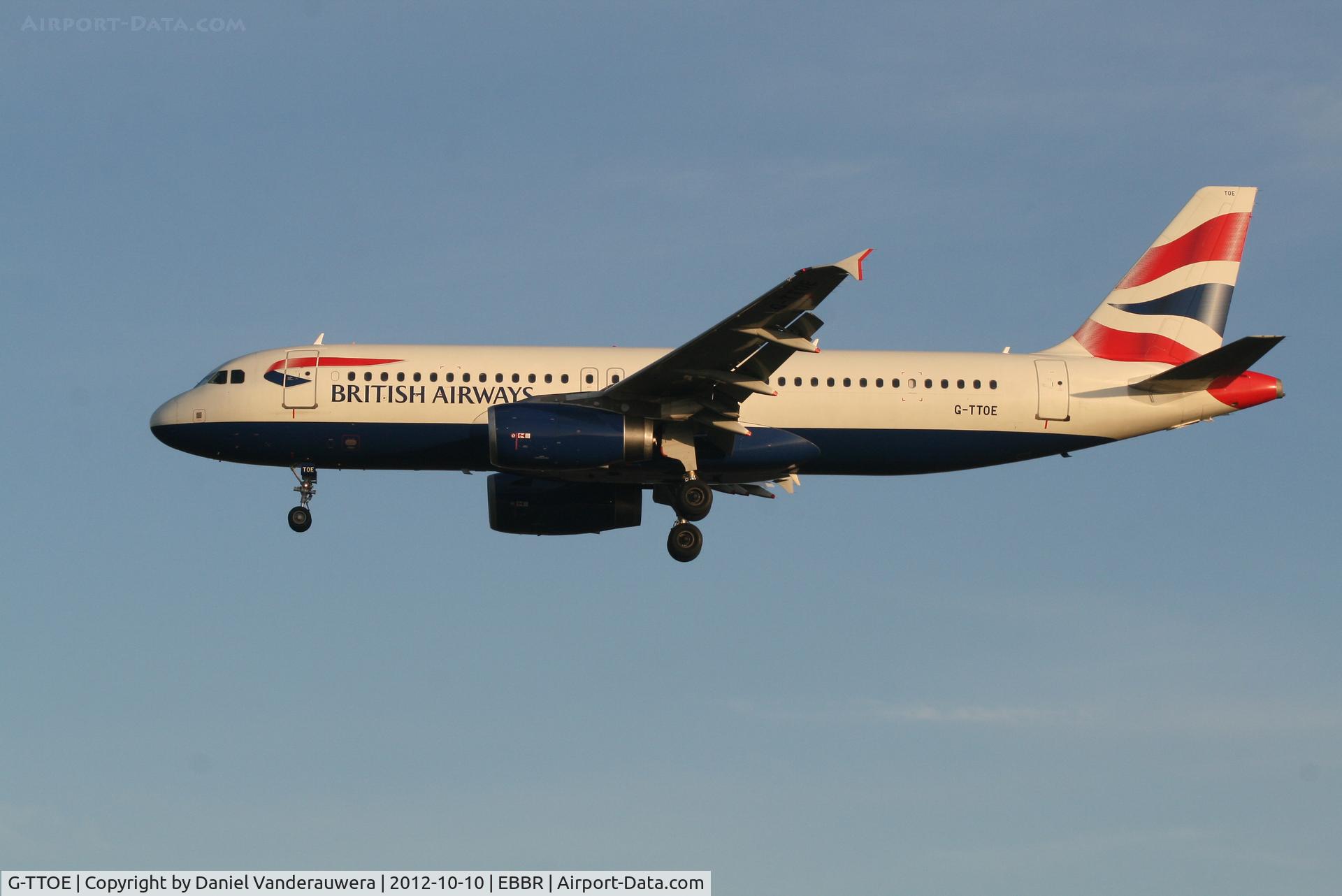 G-TTOE, 2002 Airbus A320-232 C/N 1754, Arrival of flight BA388 to RWY 25L