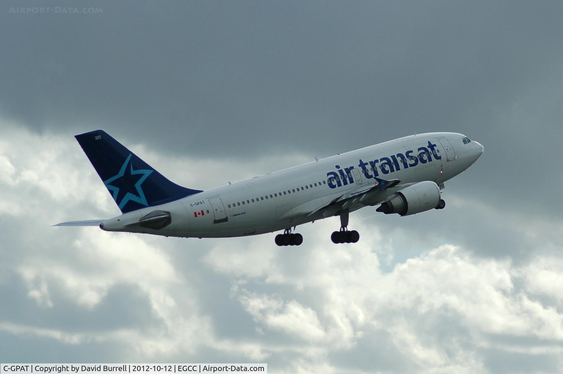 C-GPAT, 1992 Airbus A310-308 C/N 597, Air Transat Airbus A310 taking off for Manchester Airport