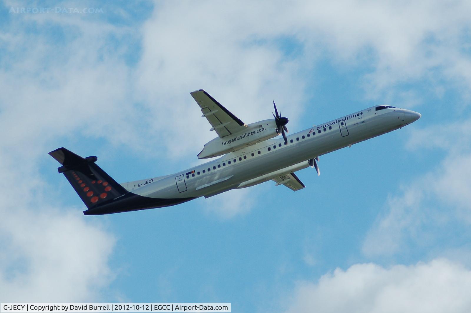 G-JECY, 2007 De Havilland Canada DHC-8-402Q Dash 8 C/N 4157, Brussells Airlines De Havilland Canada DHC-8-402Q taking off from Manchester Airport.