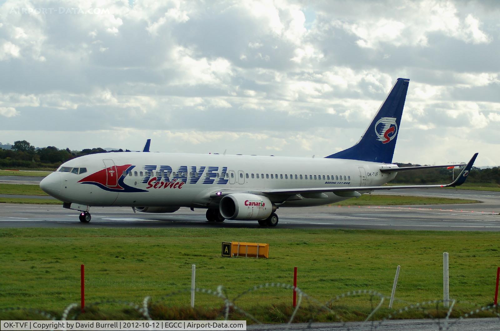 OK-TVF, 2005 Boeing 737-8FH C/N 29669, Travel Service Boeing 737 OK-TVF taxxing at Manchester Airport.