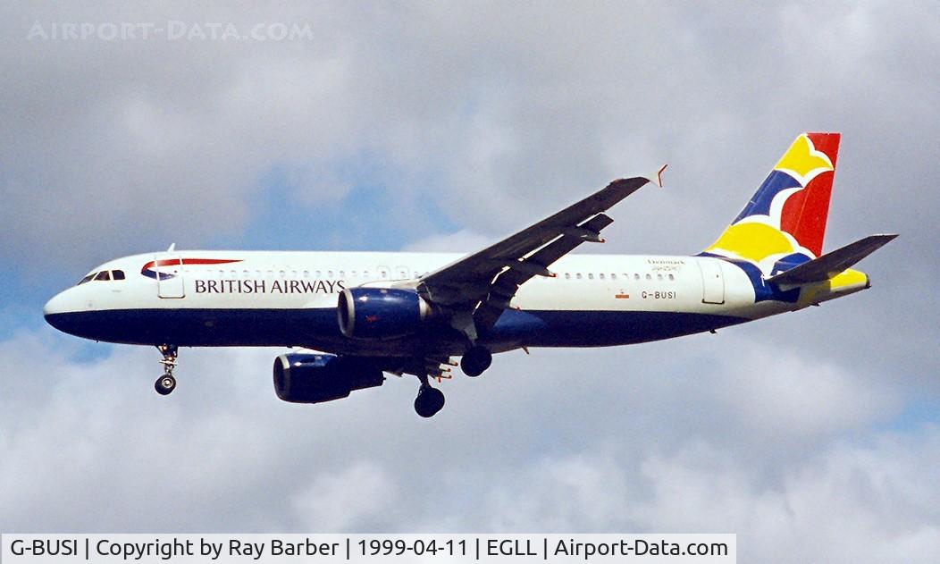 G-BUSI, 1990 Airbus A320-211 C/N 103, Airbus A320-211 [0103] (British Airways) Heathrow~ 11/04/1999