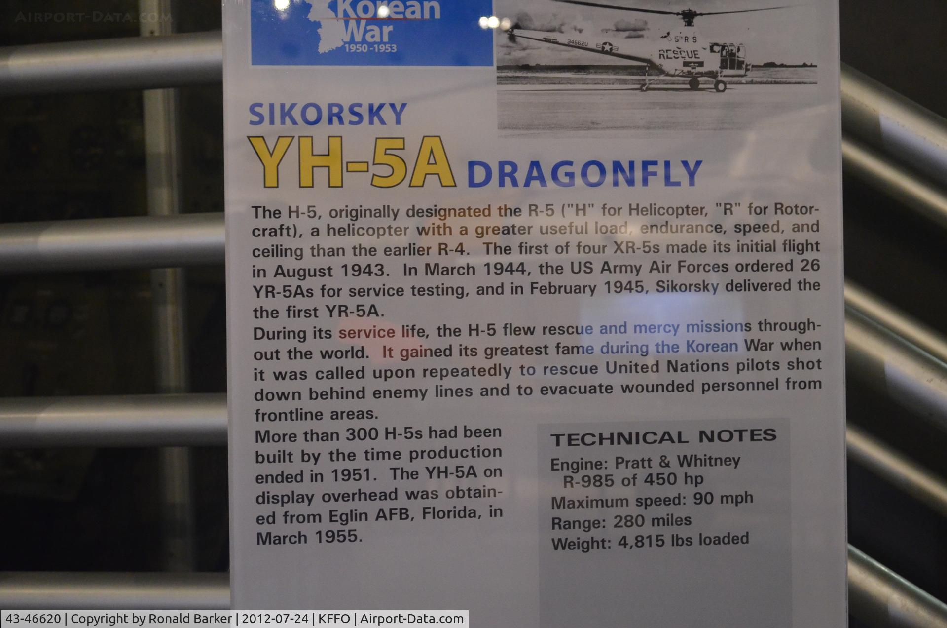 43-46620, 1943 Sikorsky YH-5A C/N 164, AF Museum
