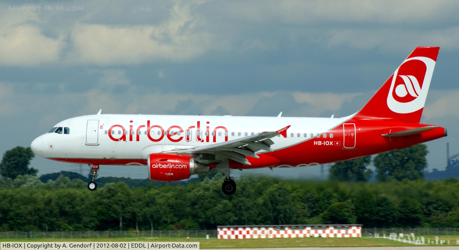 HB-IOX, 2008 Airbus A319-112 C/N 3604, Belair (Air Berlin cs.), is seen here landing at Düsseldorf Int´l (EDDL)
