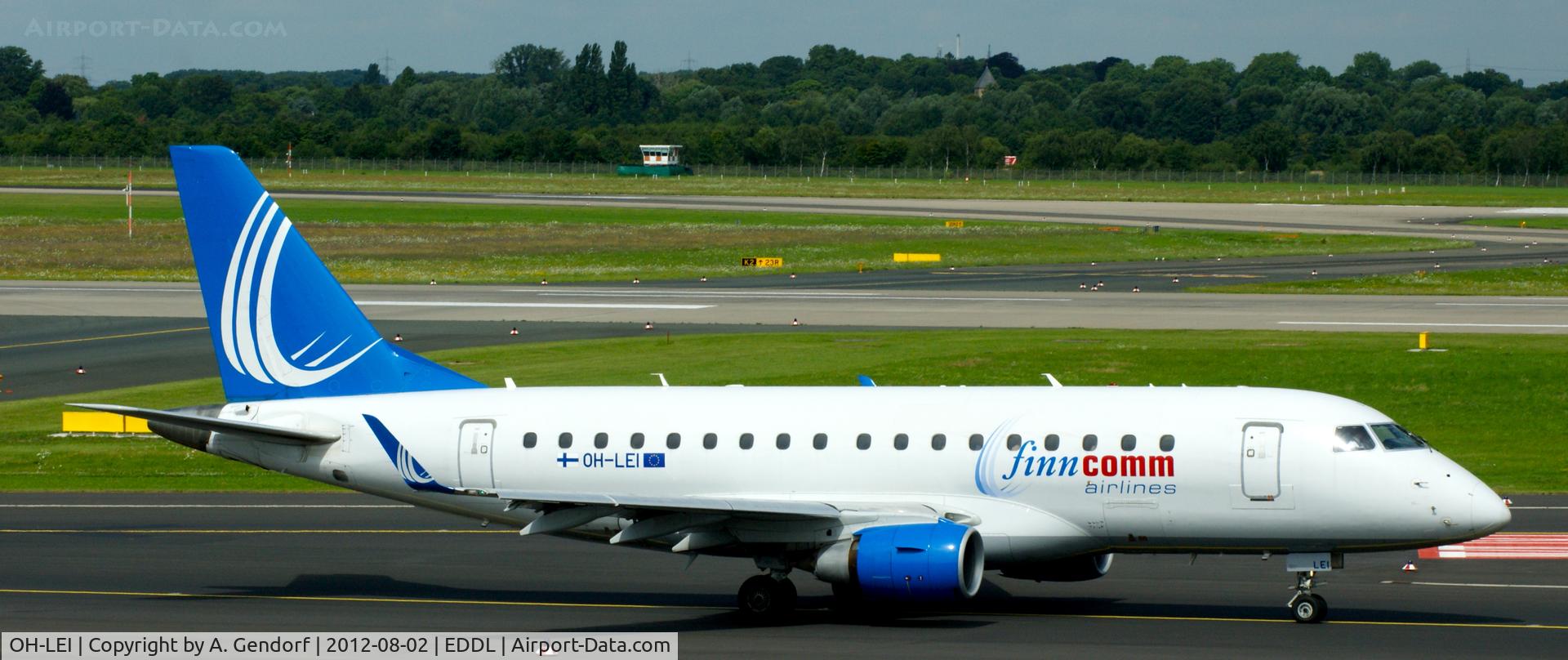 OH-LEI, 2006 Embraer 170LR (ERJ-170-100LR) C/N 17000120, Finncomm Airlines, is taxiing for departure at Düsseldorf Int´l (EDDL)