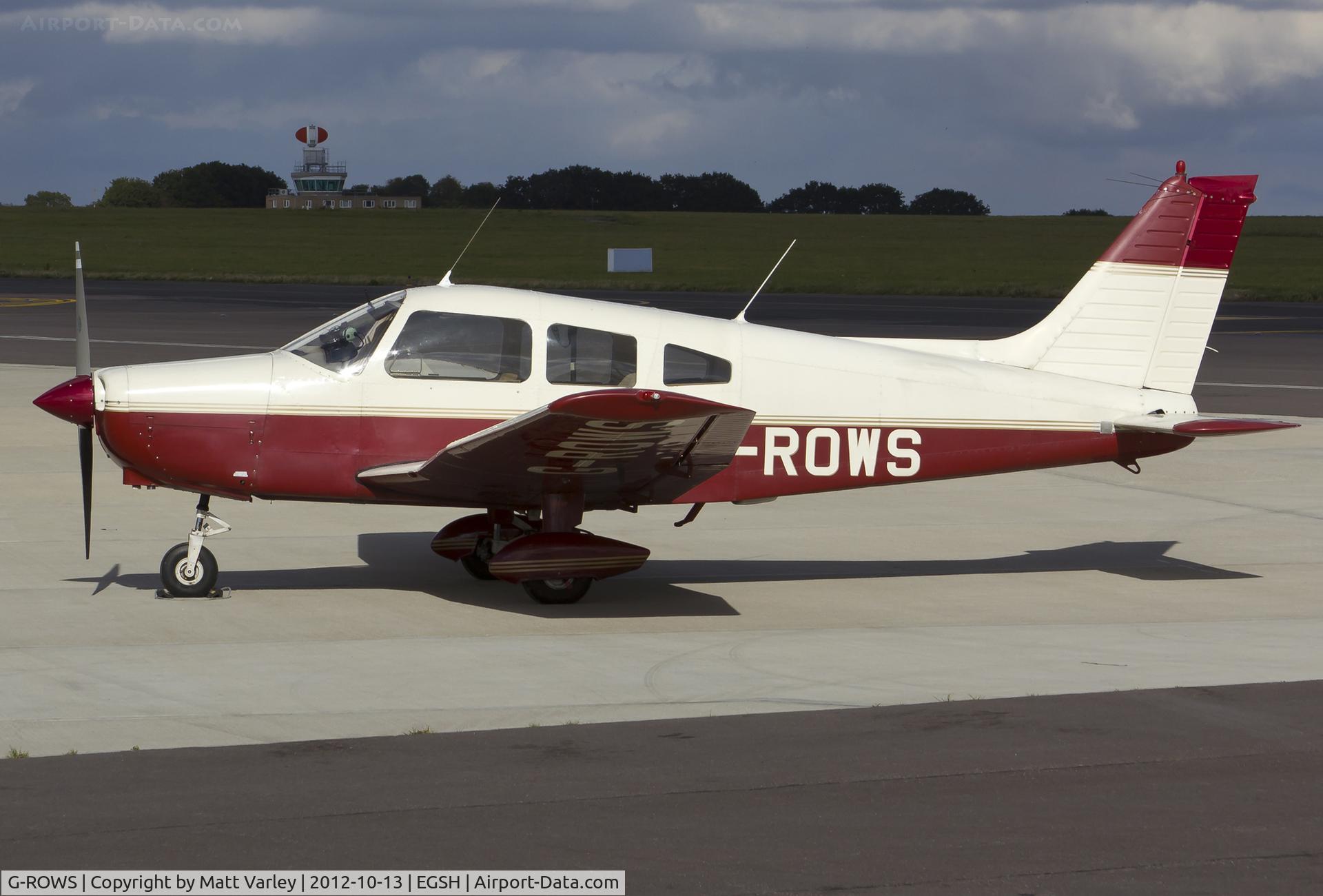 G-ROWS, 1976 Piper PA-28-151 Cherokee Warrior C/N 28-7715296, Sat on stand at SaxonAir.