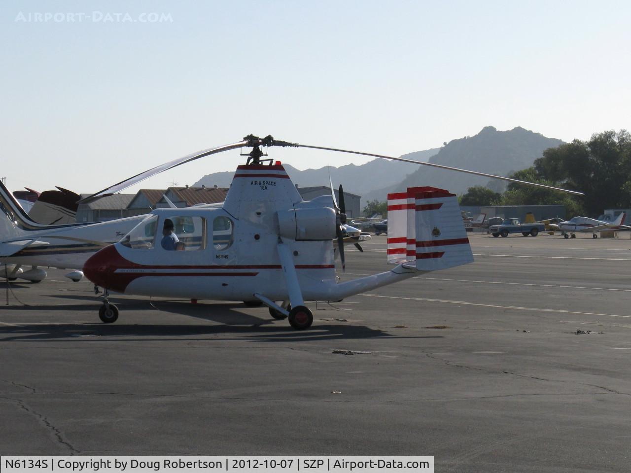 N6134S, 1965 Air & Space America Inc 18A C/N 18-41, 1965 Air & Space Mfg., Inc. 18A jump start autogyro, taxi to transient tiedown area for display-SZP based.